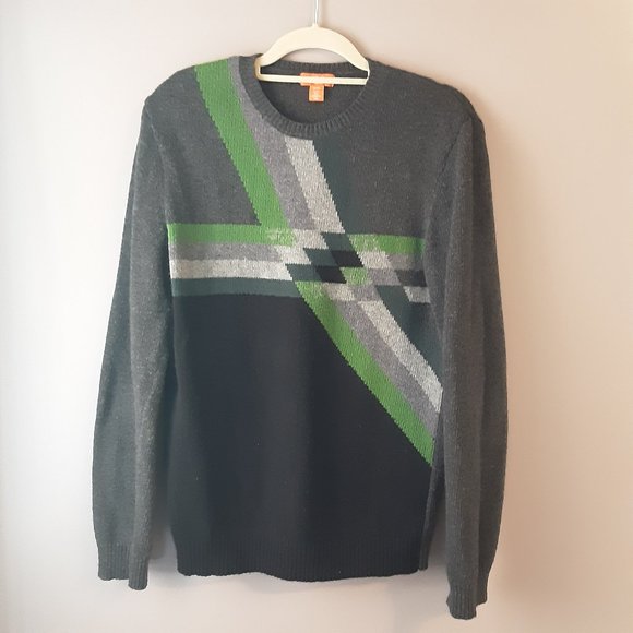 Joe Fresh Men's Grey Green Chunky Wool Sweater Size Medium - Picture 1 of 12